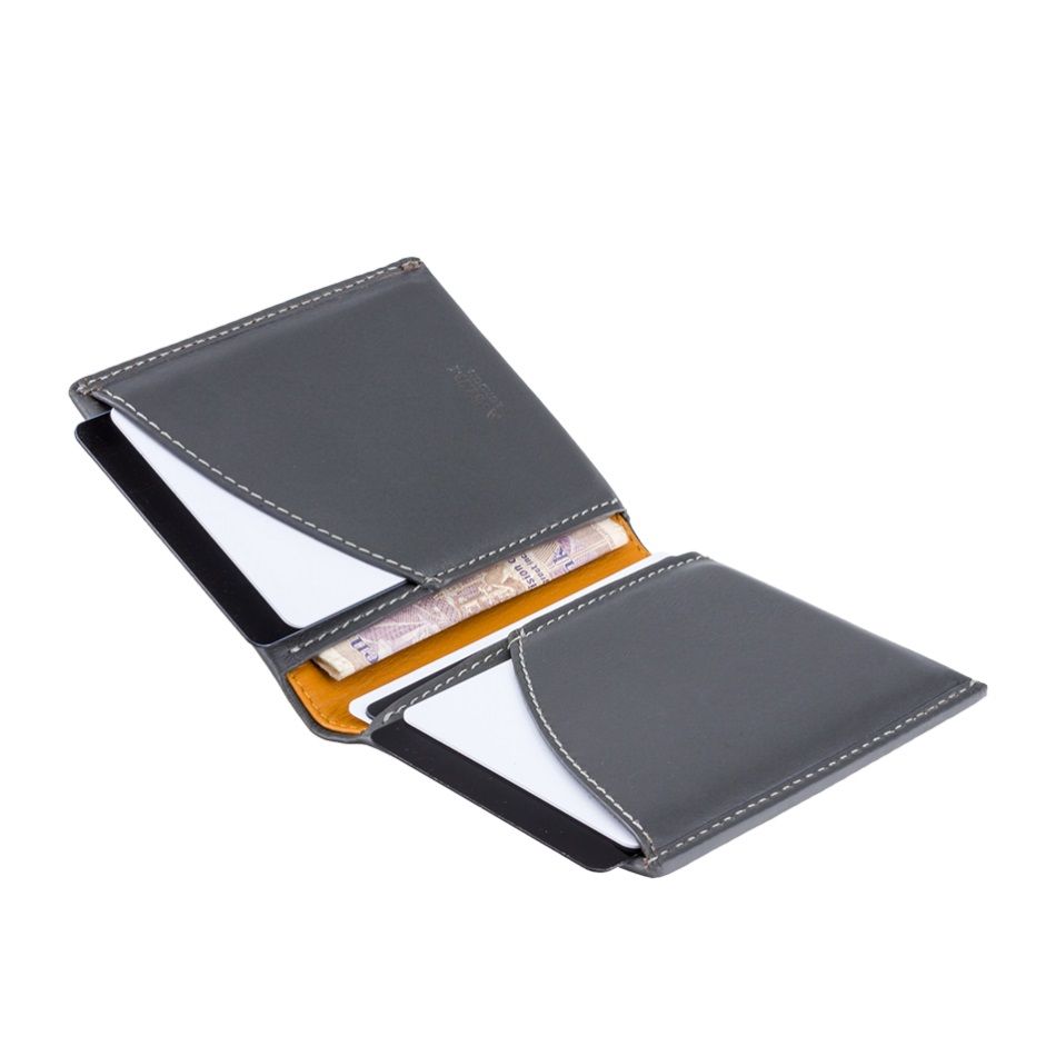 A-SLIM Leather Wallet Origami - Grey